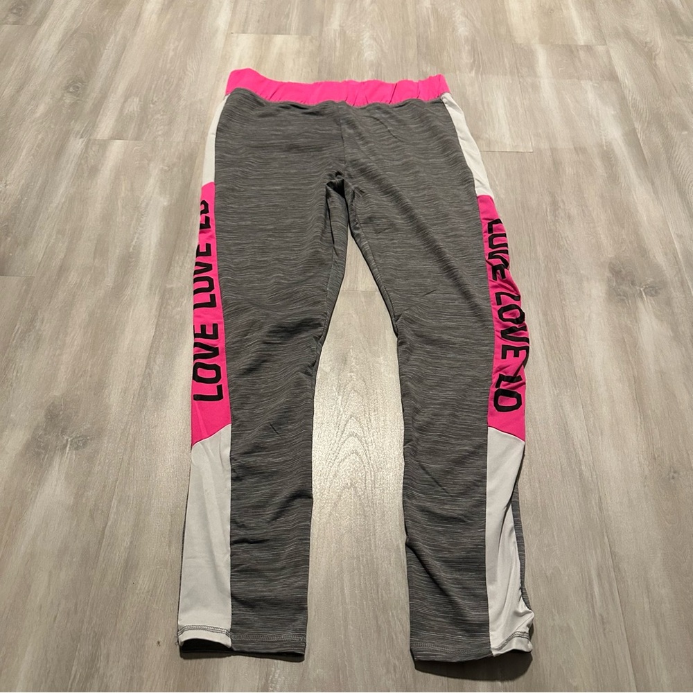 Body Instinct Gray Pink “LOVE” Leggings Sz 2X